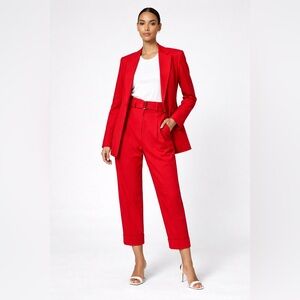 NICHOLAS High Rise Tapered Trouser Pant Red size 4 Belt office career business